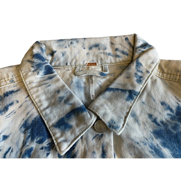 NWT Free People Rumors Jones Tie Dye Blue Denim Jean Jacket Size Medium NWT - Picture 7 of 12